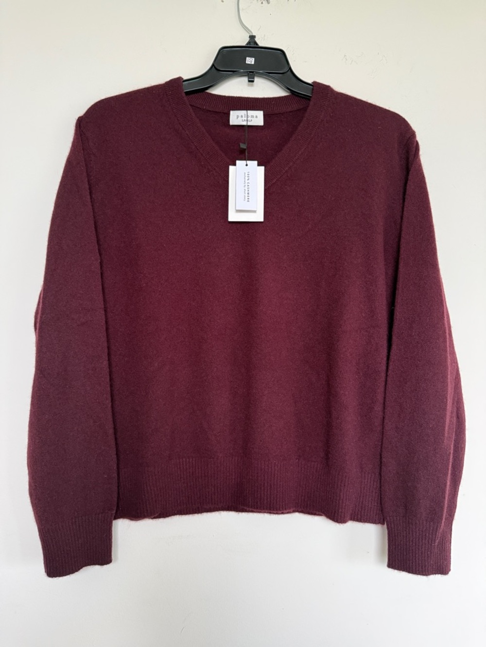 Paloma Wool 100% Cashmere V-Neck Sweater in Burgundy Wine